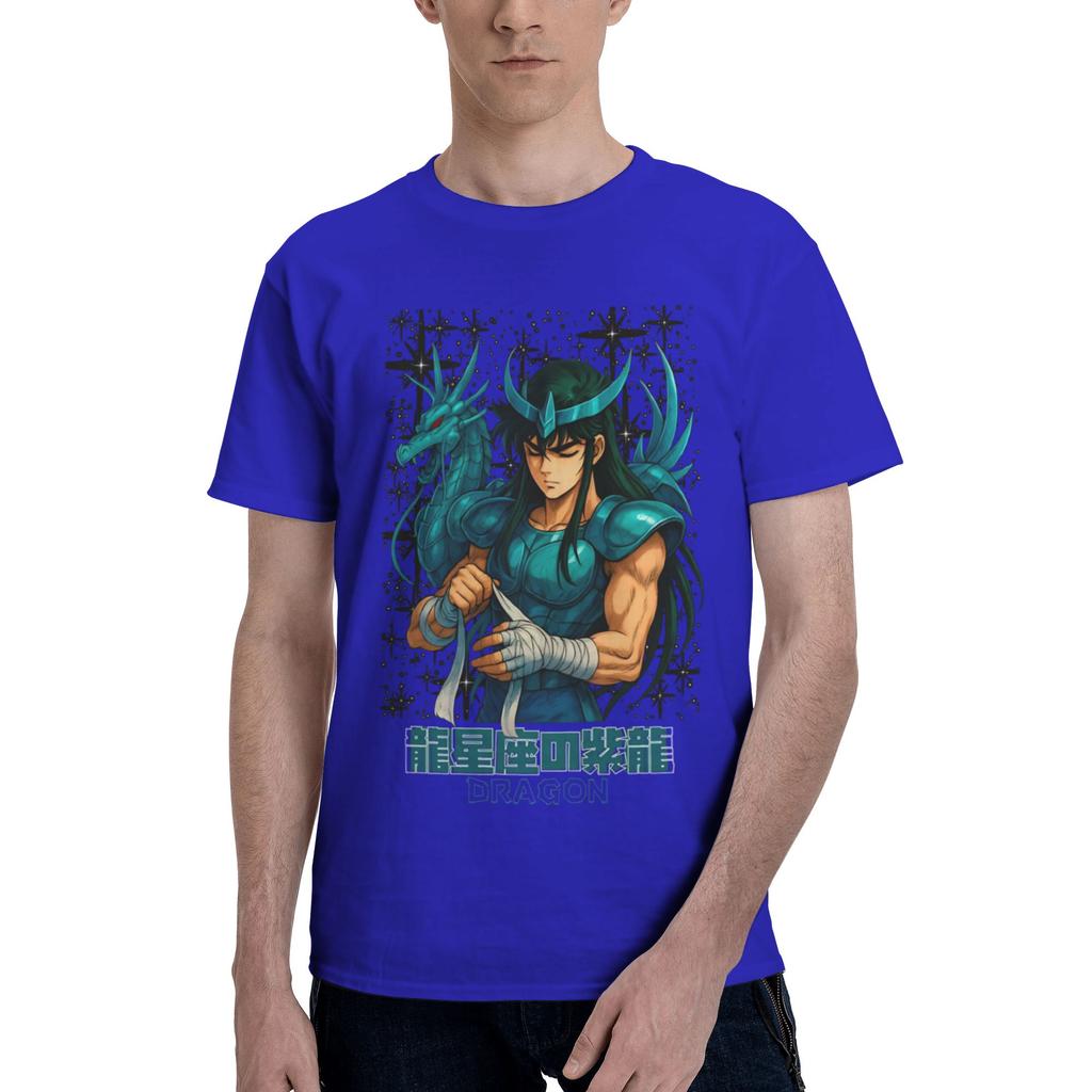 SHIRYU NO DRAGON Mens T Shirt Saint Seiya Hipster Tee Shirt Short Sleeve Crew Neck Cotton Summer Clothing TShirt