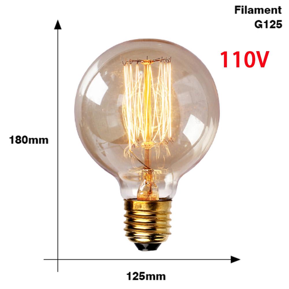 Retro Edison Bulb Lamps E27 40W 110V Bedroom Industrial Loft Vintage Light Bulb For Home Decor T45 A19 ST64 G80 G95 T10 G125 Lamp