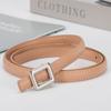 Womens Slim Leather Belt With Zinc Alloy Buckle Adjustable 100cm/110cm Fine 1.4cm Width Casual Office Dress Outfit