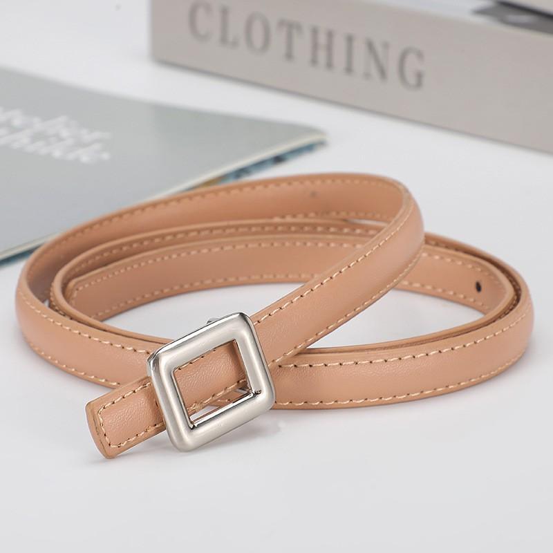 Womens Slim Leather Belt With Zinc Alloy Buckle Adjustable 100cm/110cm Fine 1.4cm Width Casual Office Dress Outfit
