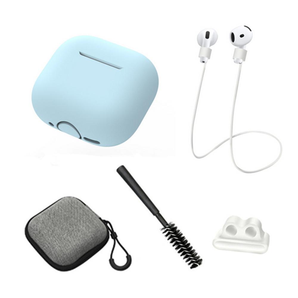 

For AirPods 4 Earphones 5 in 1 Protective Case + Anti Lost Rope + Storage Case + Brush + Watch Band Earbud Holder F