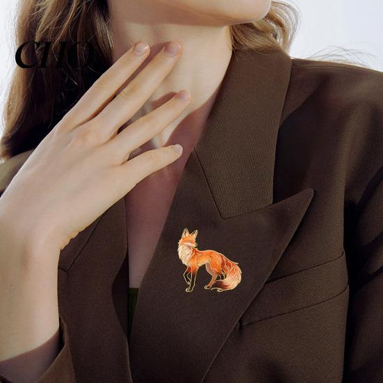 Sweaters Badge Brooch Pin Cartoon Fox Design Zinc Alloy UV Jewelry Printing Suits Coats Versatile Practical Accessories Animal