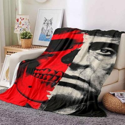 1pc Scarface-Inspired Flannel Blanket - Soft Cozy All-Season Throw for Bedroom, Sofa, Camping, Travel - Perfect Gift for Movie FansB25