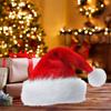Unisex vánoční Santa čepice Extra velká a silná novoroční čepice Kontrastní barva Elastická Hustý plyš Dekor Santa Cosplay sváteční pokrývka hlavy pro dospělé