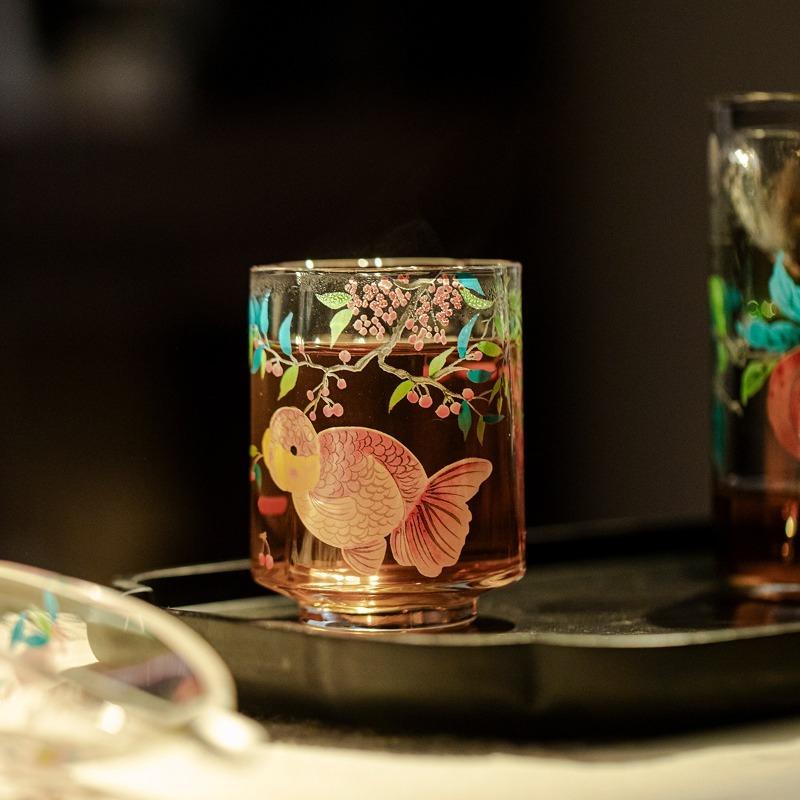 Glass Master Tea Cup Heat Resistant Transparent Lovely Fish Design Personal Tasting Cup for Women Green Tea Serving
