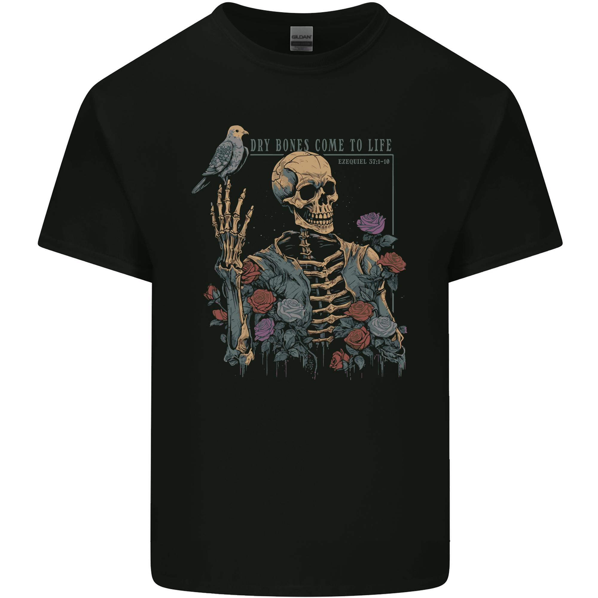 Dry Bones Skeleton Skull With Flowers Bird Unisexs Light Cotton TShirt S