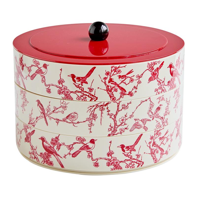 New Year Floral Bird Stackable Rotating Snack Plate for Living Room