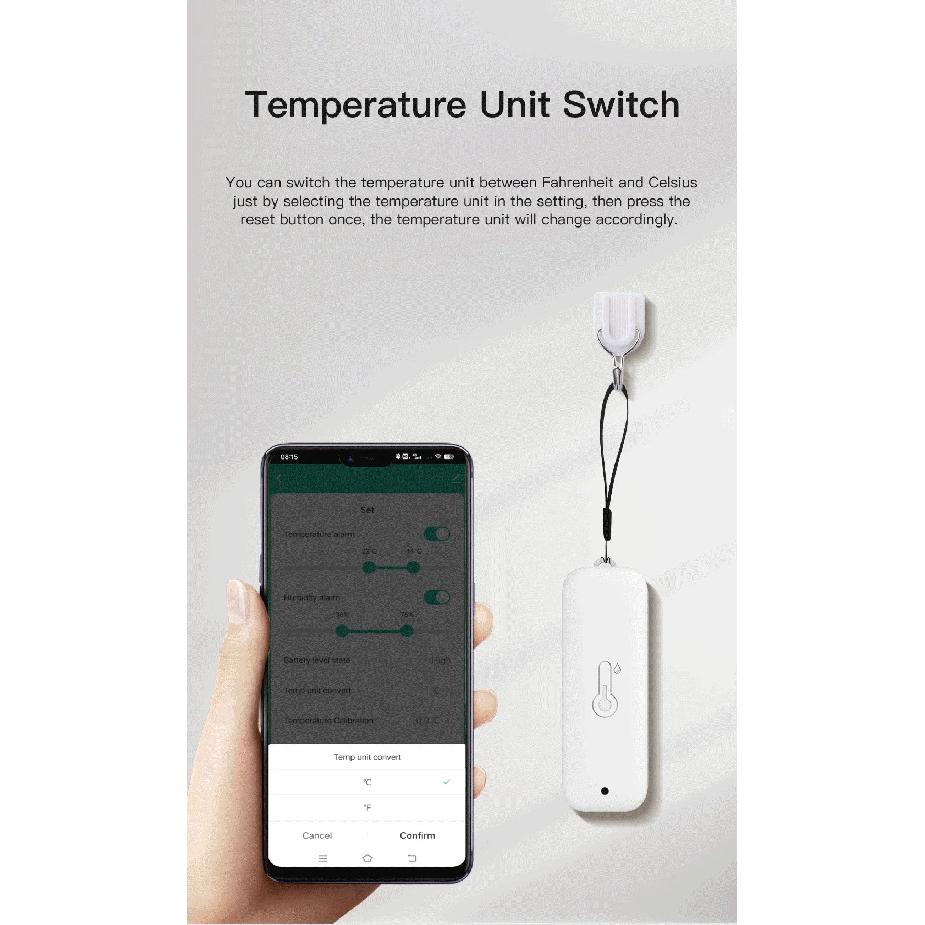 Tuya Zigbee Temperature Humidity Sensor Thermometer IP65 Waterproof Compatible with Smart Life & Google Assistant