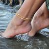 Ankle Bracelets for Women Girls Glitter Waterproof Adjustable 14K Gold Plated/ Silver Layered Anklets Beach Foot Jewerly