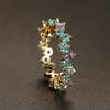 Luxury Crystal Small Square Stone Ring Light Purple Zircon Engagement Ring Charm Yellow Gold Color Wedding Rings For Women