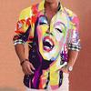 Fashion Shirt Lapel Casual Men's Graffiti Ink Painting Flower Butterfly Outdoor Retro High Quality Material Top Plus Size
