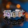 Cute Female Rainbow White Zircon Open Gold Color Wedding Rings Promise Adjustable Engagement Jewelry For Women