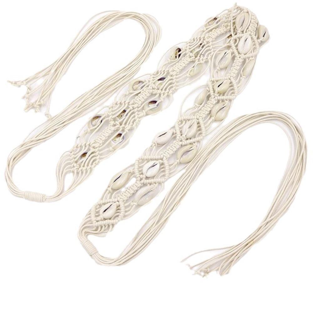 Small Shell Waist Chain Hollow Tassel Cotton Waistband New Dress Accessories Women