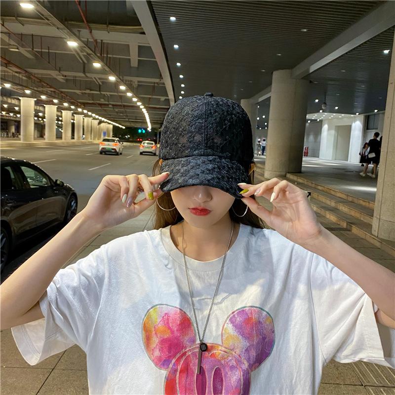 Lace hat, thin baseball cap, summer sun protection hat, hollow-out duckbill cap, breathable sun hat with large brim