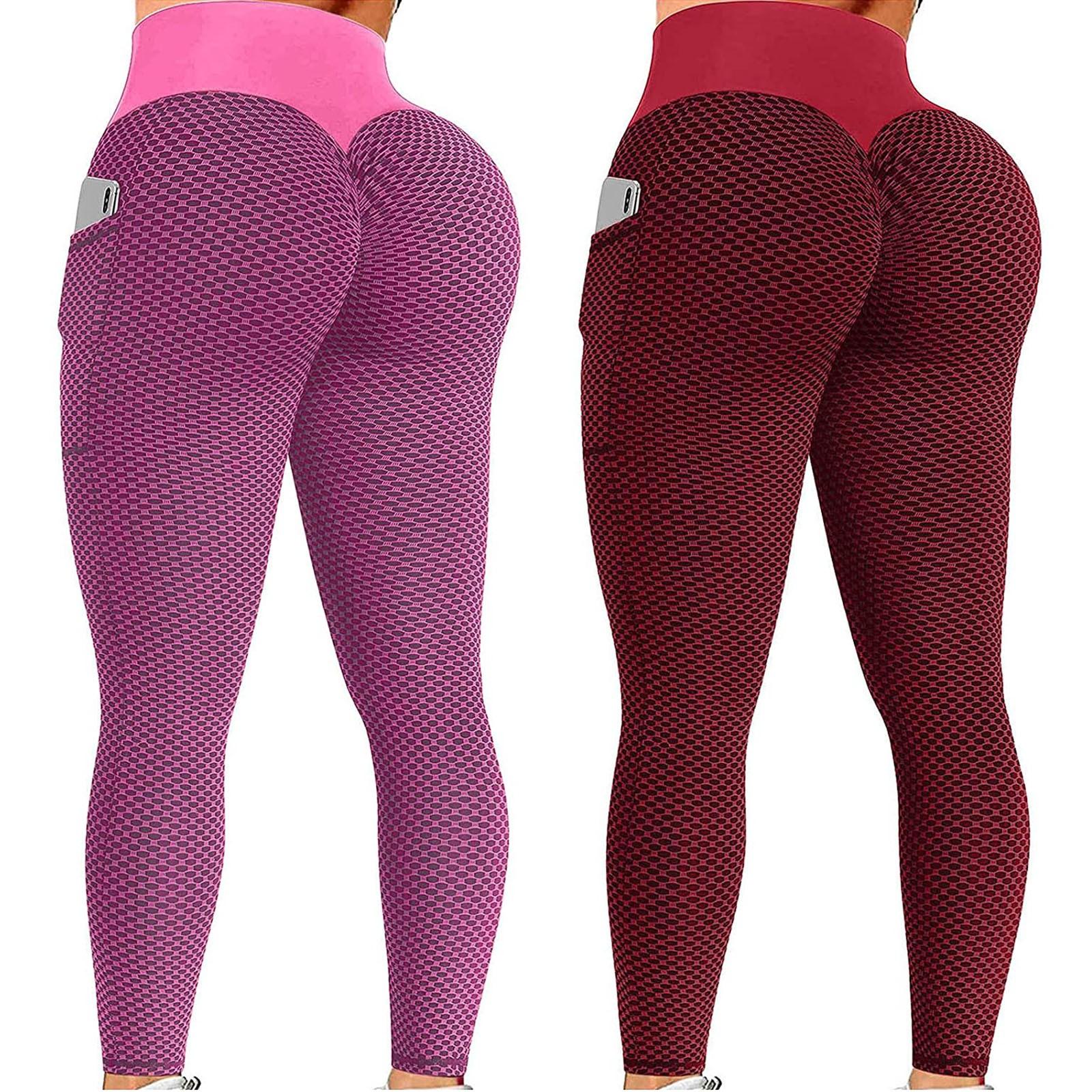 

2PC Womens Stretch Yoga Leggings Fitness Running Gym Sports Pocket Pants XL