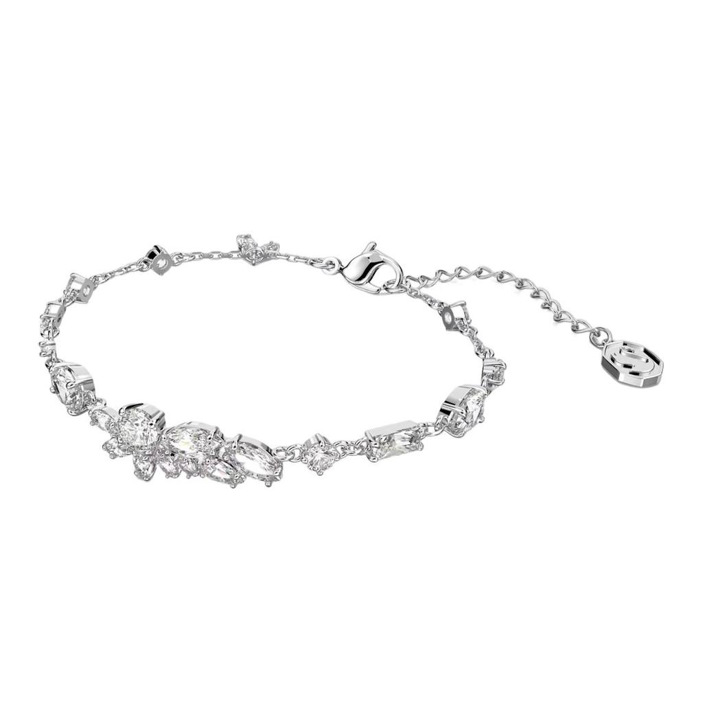 Swarovski Gema Asymmetrical Floral Pattern Rhodium Plated Bracelet Women Bracelet White 5644687