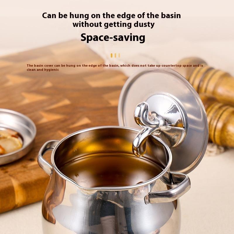 1.5L Oil Filter Pot Stainless Steel Lard Strainer Cooking Oil Strainer Grease Keeper Storage Container Oil Bottle Kitchen