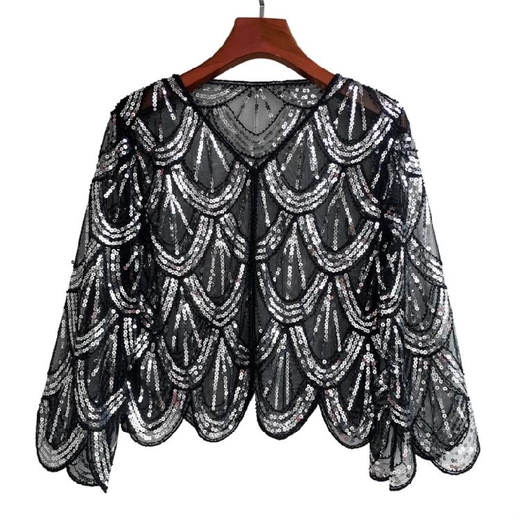 Bead Sequins Detailed Shawl Scarf for Special Occasion Unique Sequined Accessory for Trendy Outfits