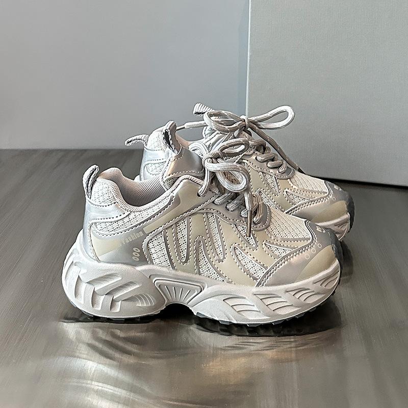 

Autumn new casual running shoes children s soft-soled dad shoes hiking shoes 26 yards/16cm серебряный