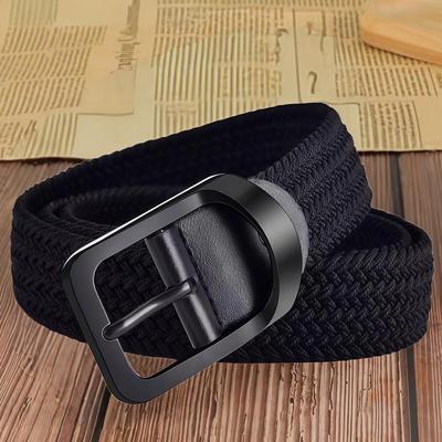 Men's & Women's Versatile Canvas Leather Belt - Elastic, No-Punch Pin Buckle, Casual & Trendy