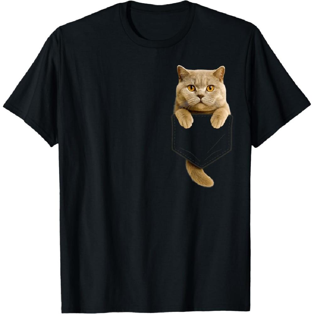 

British Shorthair Cat Pocket Gifts Cat Mom Cat Dad Cat Lover T-Shirt XXXXXL чёрный