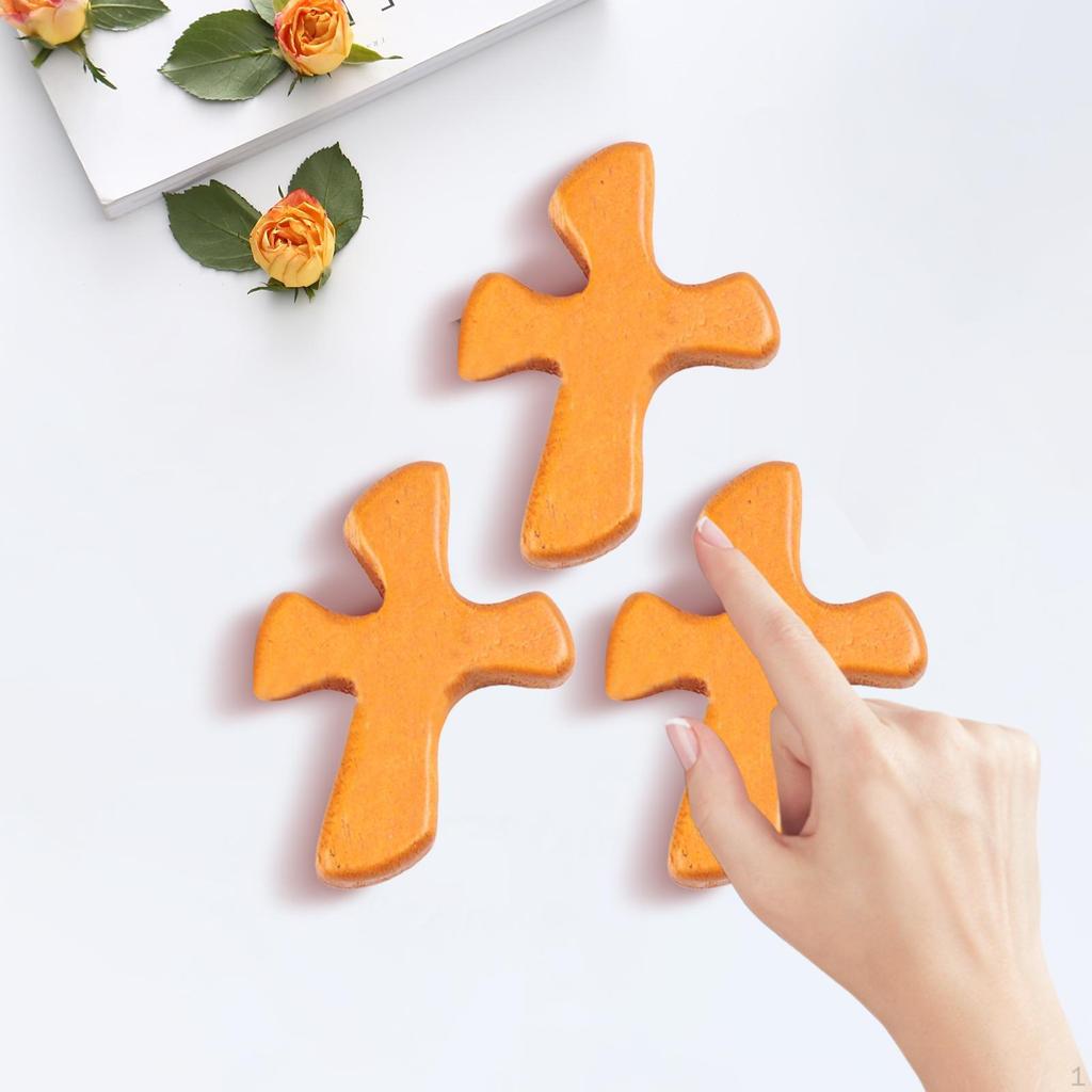 5 Pieces Wood Prayer Cross Hand Held Ornament Clinging Palm Neighbor Small Religious