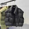 Simple Design Vest Waistcoat with Sleeveless Zipper Stand Collar Women Down Closure Winter Pockets Solid