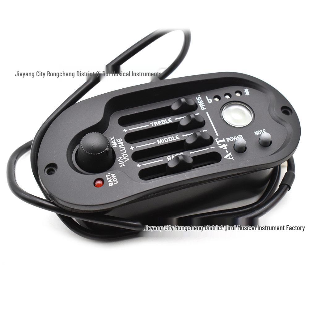 A-4T Ovaler Vier-Saiten Folk-Gitarren-Tonabnehmer EQ Equalizer mit Piezo und Gummi-Panel