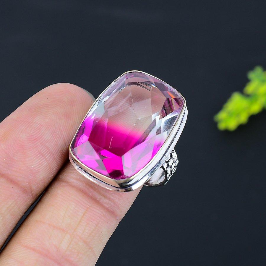 Bi-Color Tourmaline Gemstone 925 Sterling Silver Gift Jewelry Ring Size 5.5