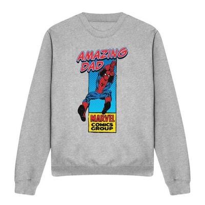Mens Amazing Dad Spider-Man Corner Box Heather Fathers Day T-Shirt