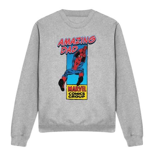 Marvel Comics Mens Amazing Dad Spider-Man Corner Box Heather Fathers Day T-Shirt