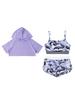 Kids Girls 3 Piece Dance Gymnastic Workout Outfit Short Sleeve Hooded with Crop Tank Top Shorts Sport Tracksuit