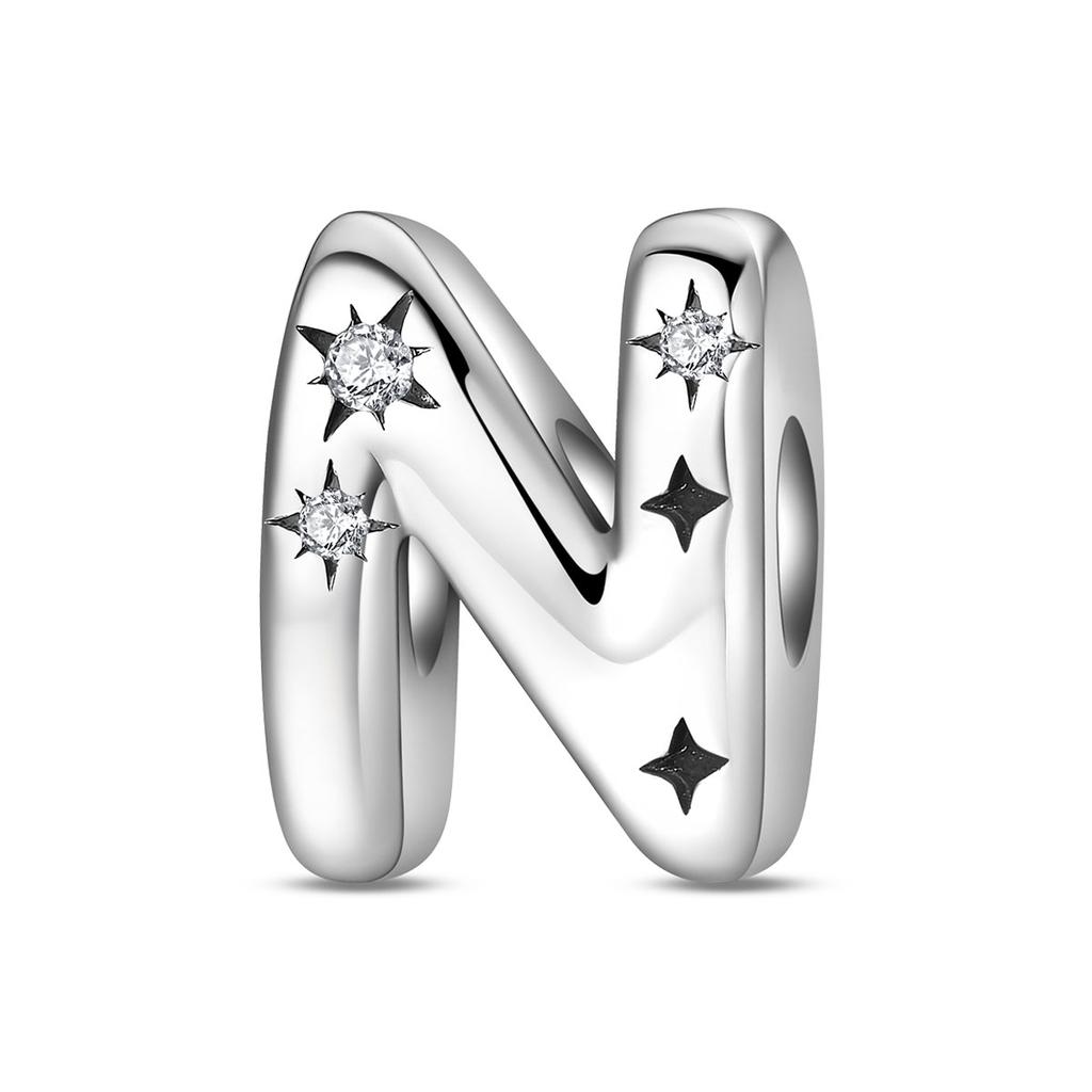 Copper Original 26 Alphabet A-Z Letters Charms Star Zircon Beads Fit Diy Bracelet Fashion Birthday Jewelry For Women Gifts