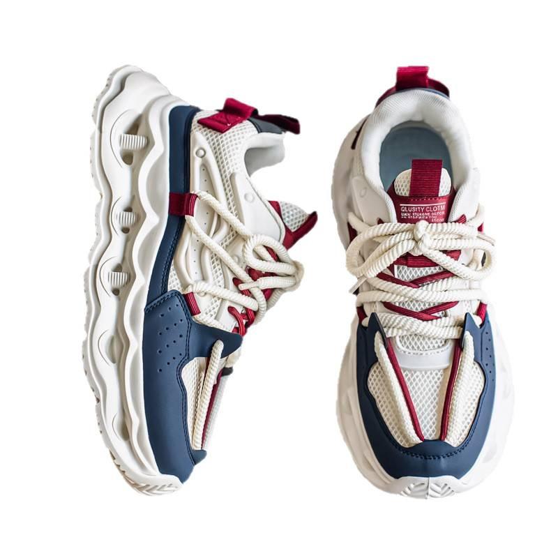 Spot men's shoes 2025 new breathable trend youth sports leisure running shock absorption and height enhancement handsome dad shoes