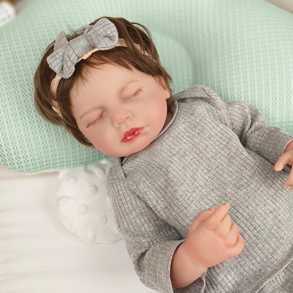 Handmade 3D Painted Skin Reborn Baby Doll LouLou 19''49cm Soft Touch Cloth Body Simulation Doll with Rooted Hair Realistic Sleeping Bebe Newborn Dolls