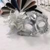 Mesh Flower Mask Half Face Masquerade for Women, Rhinestone Venetian Evening Party Mask, Costumes Accessory Halloween Carnival Prom Ball