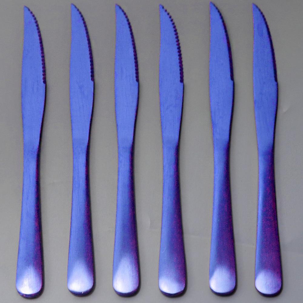 6Pcs Flatware Wenstern Steak Knife Cutlery Set 18/10 Stainless Steel Dinnerware Set Knife Kitchen Dinner Set
