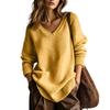 Women's Cozy V-Neck Knit Sweater Loose Fit Slimming Pullover Top
