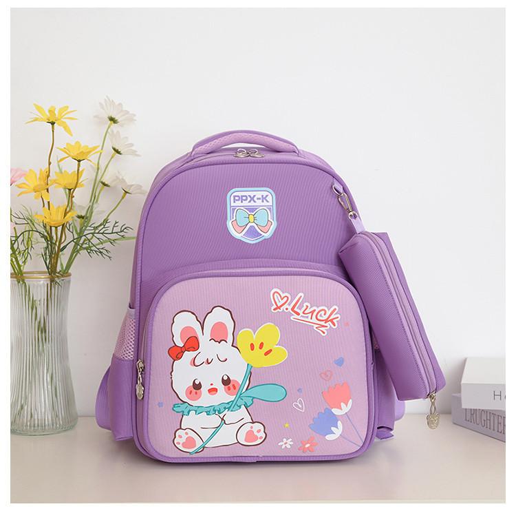 Cute Bunny Childrens Backpack Lightweight Nylon Material Adorable Preschool Bag StyleA