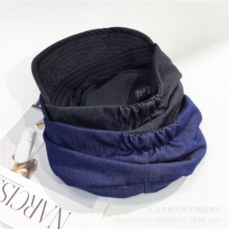 Lazy pleated denim cap women's literary newsboy hat spring and autumn thin fashion equestrian hat