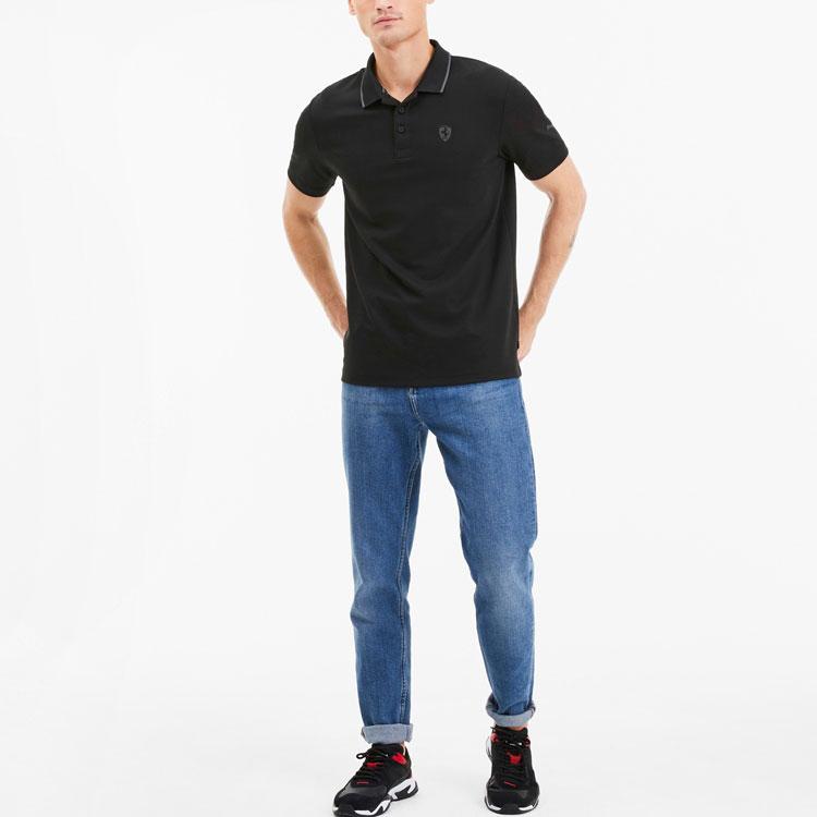 Puma X Spolupráce Ferrari Závodní série Ferrari Ležérní logo Krátký rukáv Pánská polokošile Polokošile Černá 596124-01