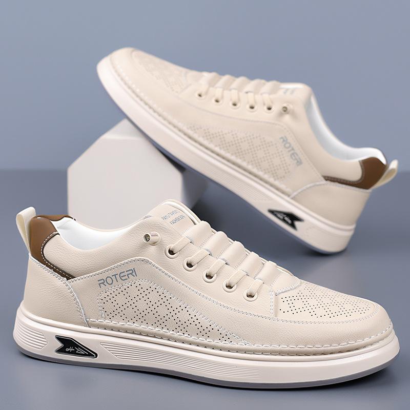 Men's Shoes 2025 Summer New Sandals Breathable Hollow White Shoes Casual British Men's Sports Board Shoes 2025