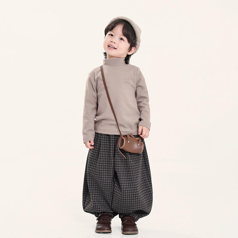 Boys Half Stand Collar Long Sleeve Bottoming Shirt Korean Style Kids Casual Top