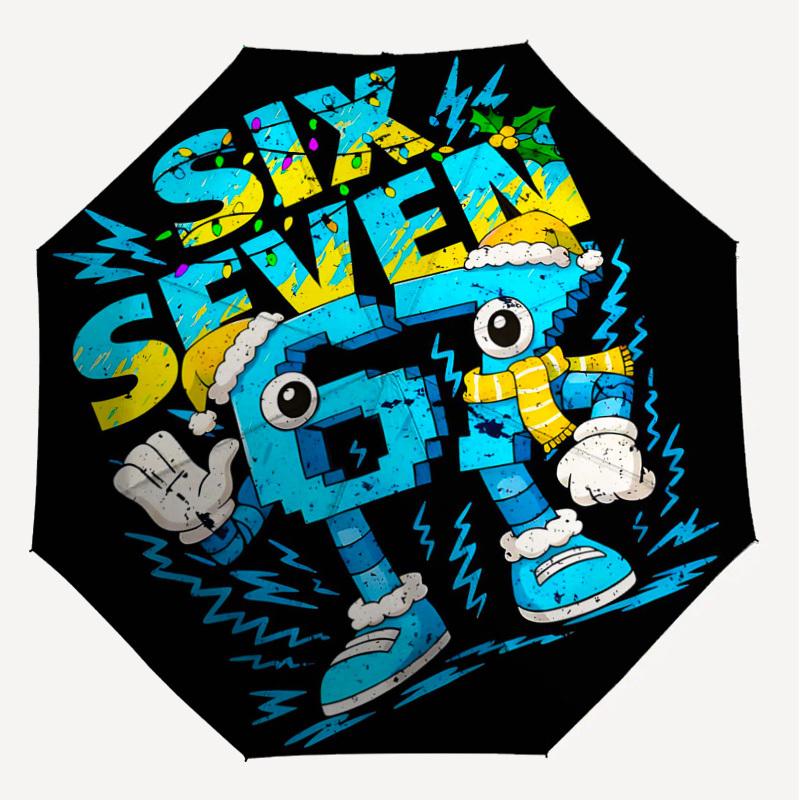 1PC Six Seven Umbrella-8-Rib Reinforced, Automatic Open, Lightweight & Durable, Fashion Accessory for Outdoor-D315