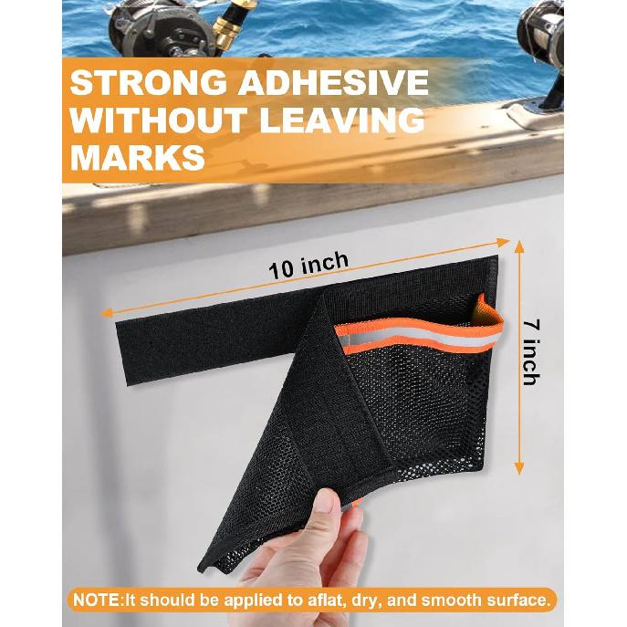 Self-adhesive Boat Storage Bag with Lid Reflective Leak-Proof Boat Marine Mesh Bag Strong Adhesive Boat Storage Fishing Tools 3