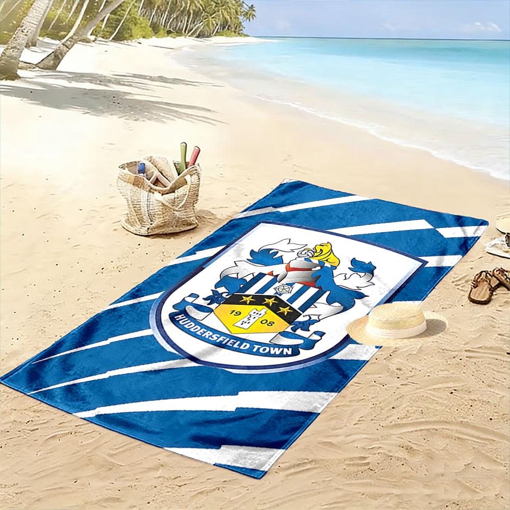 Huddersfield Town Football Club Logo Patterned Beach Towel Quick Dry Perfect for Travel Outdoor Sports Jogging the Beach and Swimming