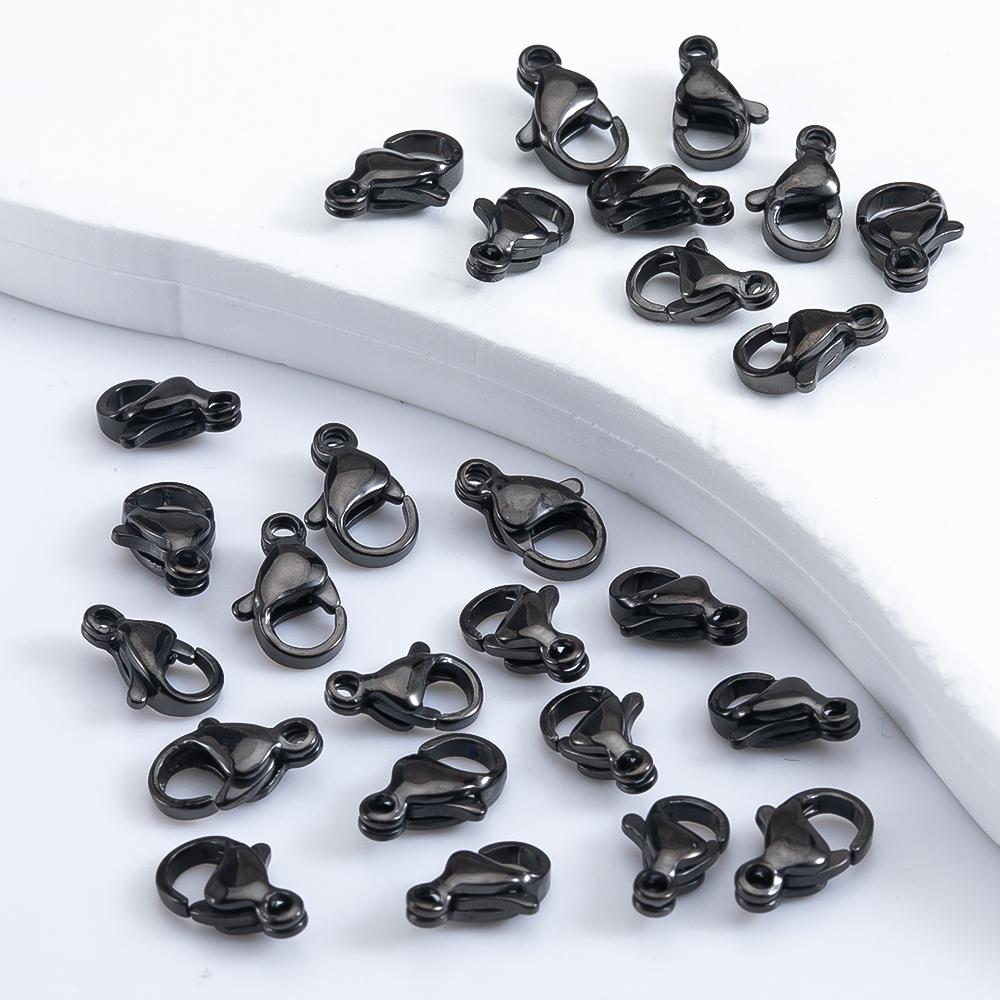 20pcs Black Stainless Steel Lobster Clasps 9/10mm Connector Clasp for DIY Bracelet Necklace Chain Claw Jewelry Making Supplies