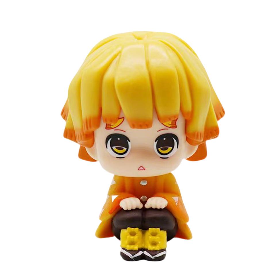 10cm Demon Slayer Anime Figures Kamado Tanjiro Mitsuri Zenitsu Inosuke Giyuu Muichiro Sanemi Akaza Q Version Sitting Dolls