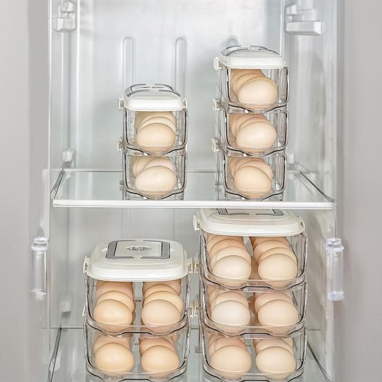 Automatische Roller Eierhouder 1/2/3 Lagen Keuken Koelkast Verse Eieren Opbergrek Plastic Eier Organizer Container Dispenser met Handvat