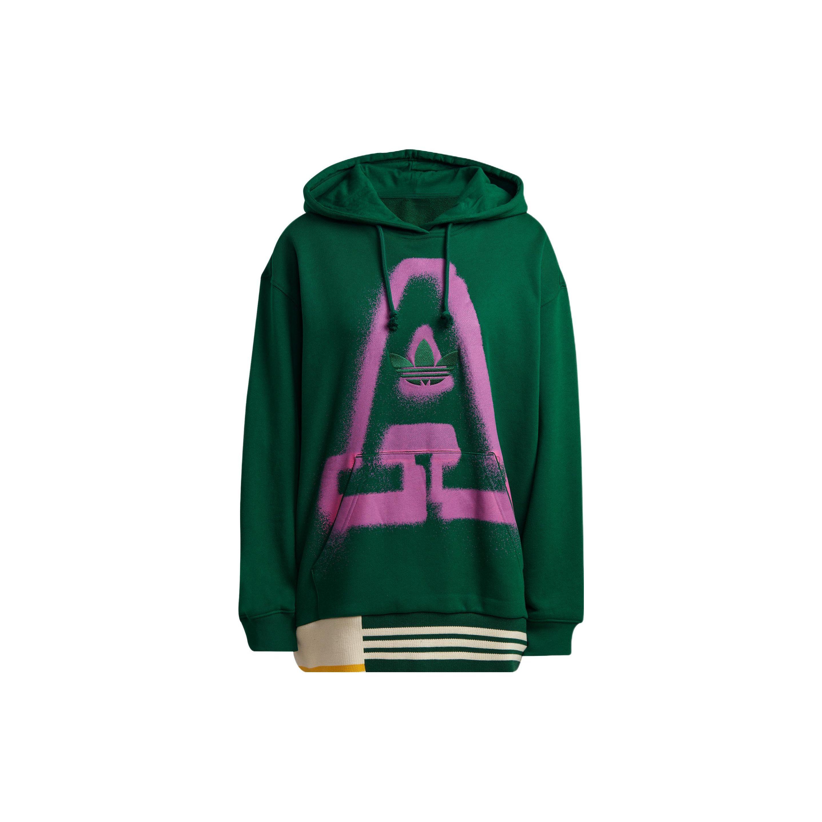 Adidas Originals Oversized A Graphic Women s Hooded Sweatshirt Dark Green IC5237 S